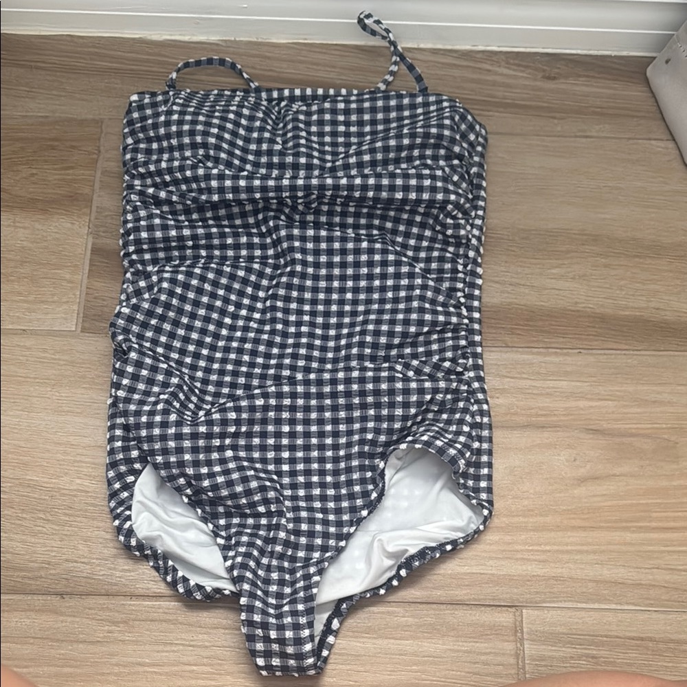 J. Crew Black and White Checkered One Piece Swimsuit